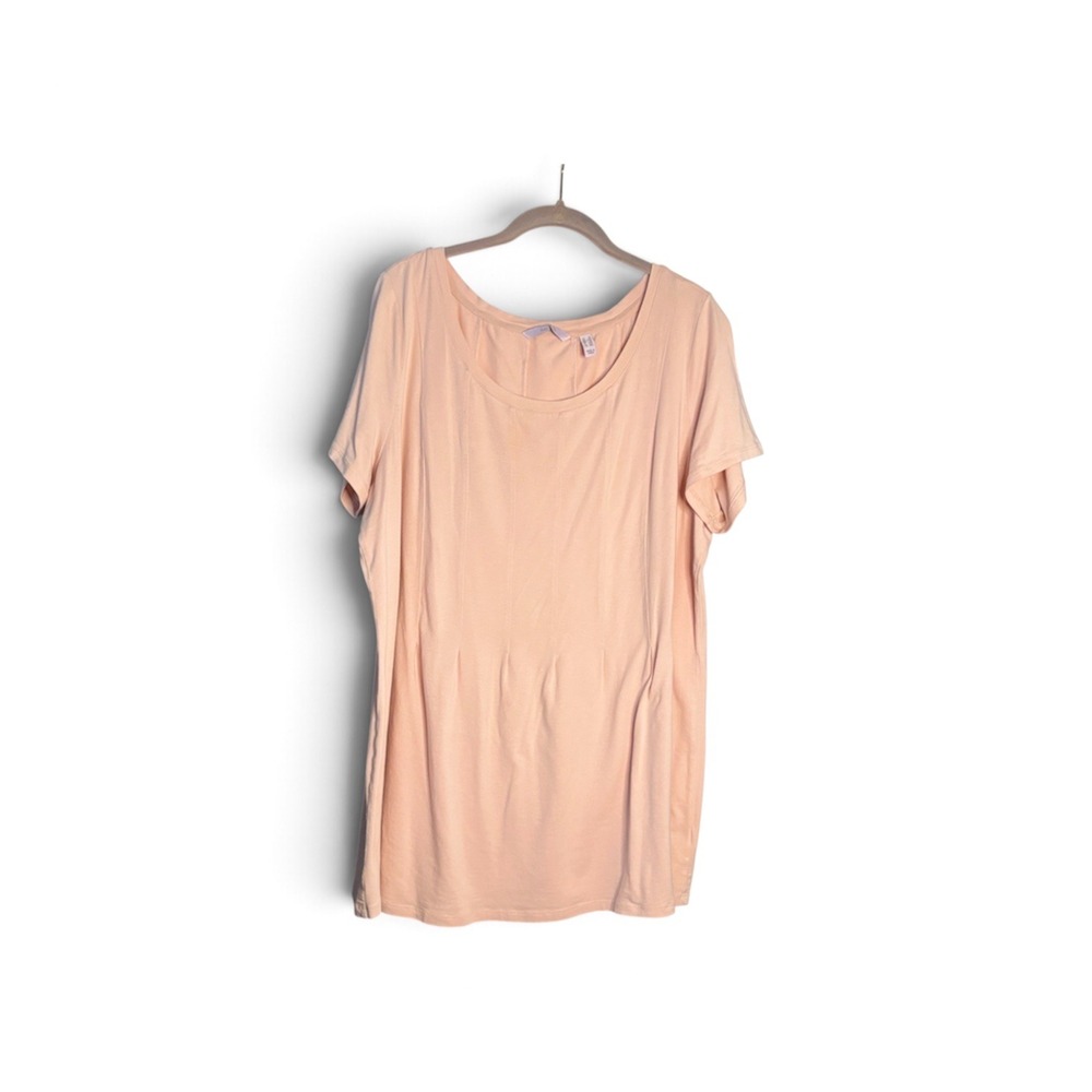 AnyBody 1X Cozy Knit Seamed Tee Blush Pink Modal Swing Tunic Top